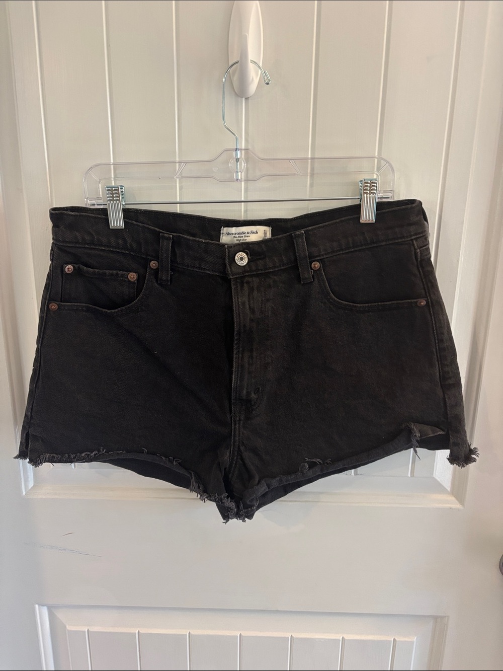 Abercrombie & Fitch Black Frayed Hem Denim Shorts